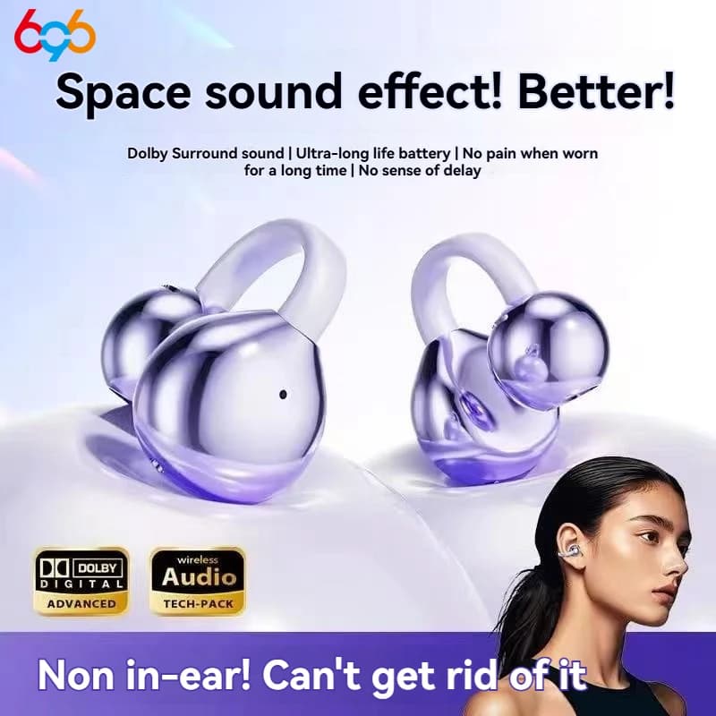 2025 New Headphones Blue Tooth Headphones with Open Ear Clip Wireless earphones Sports earphones Playing waterproof music Calling HD Man Woman