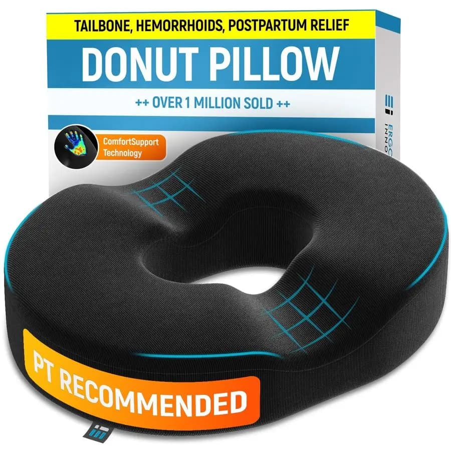 Cuscino a ciambella PT ENDORSED per sollievo dal dolore al coccige, cuscino per emorroidi per sedersi, cuscino ortopedico a ciambella per alleviare la pressione