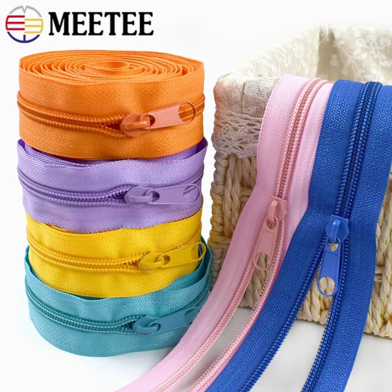 2/5/10M Meetee 3 # 5 # Cerniera in nylon con tirazip, kit di riparazione per cerniere, chiusura per tasche di borse, accessori fai da te per cucito