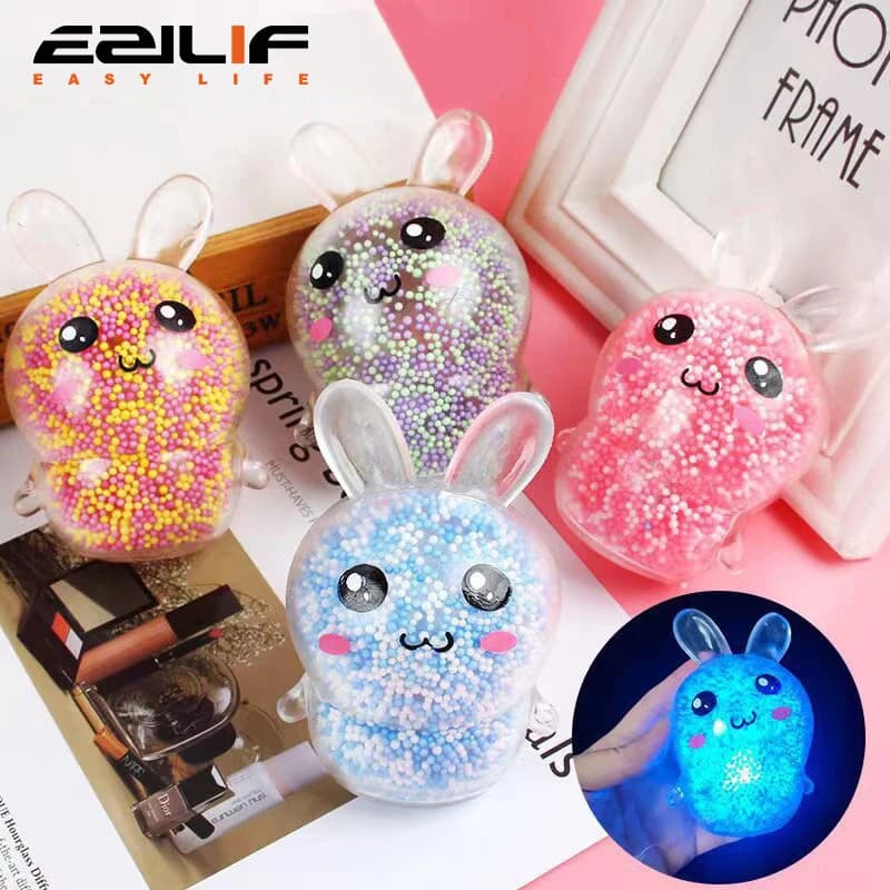 12/1 Squishy Bunny Palline antistress con luce Giocattolo antistress Ragazze Bambini Agitarsi Giocattoli Coniglio colorato per Cestino pasquale Stuffers