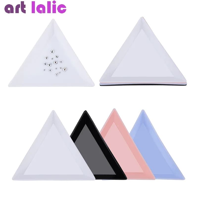 Set of 10 pieces triangular trays for jewelry beads with strass for nail art - Trays for organizers to store and display