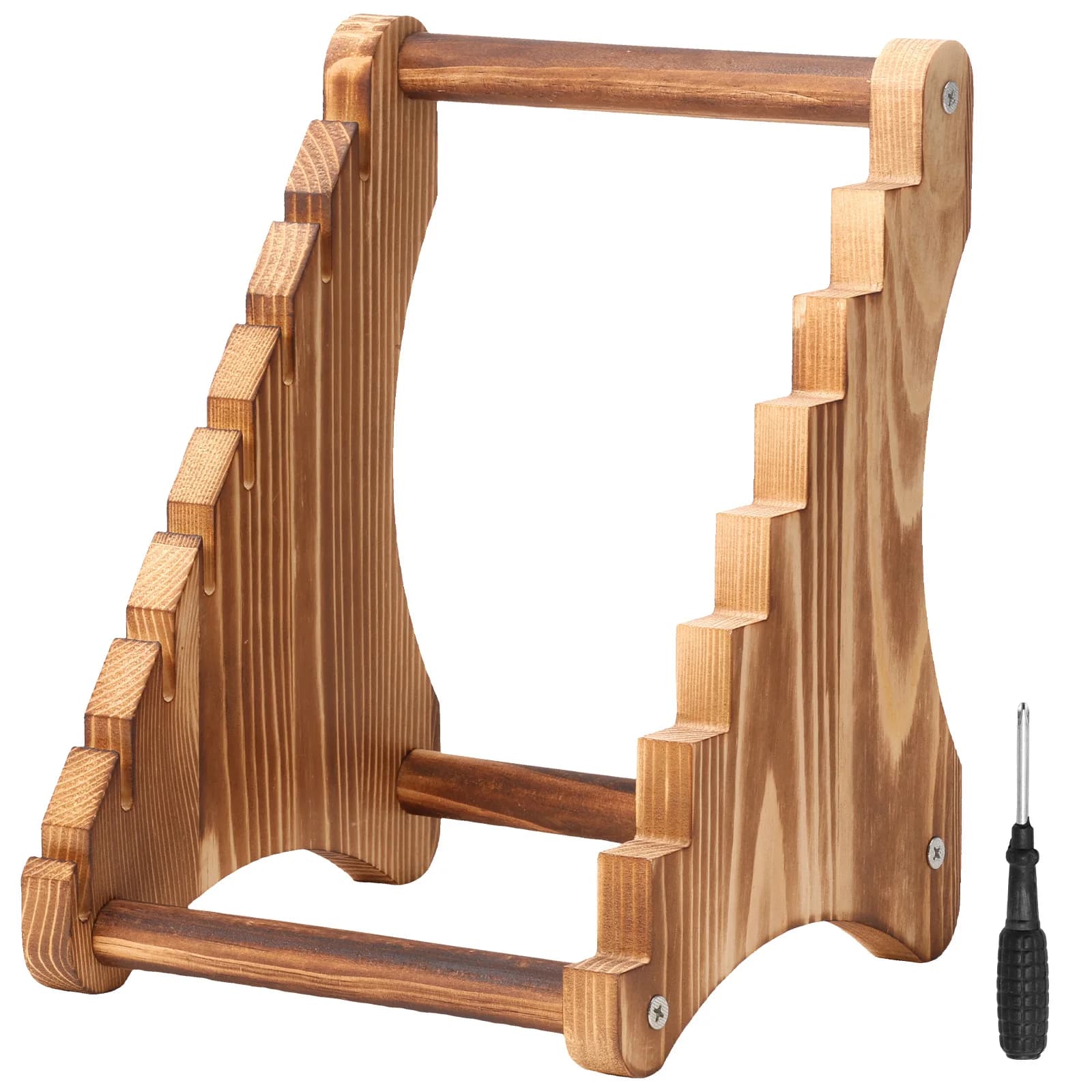Blocco di coltelli Lama fissa in legno Collezione a 7 strati Supporto per espositore Coltello da cucina Vetrina in legno per serie di coltelli fissi