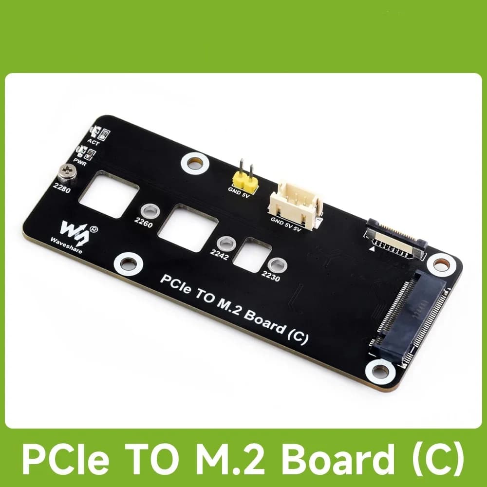 Waveshare PCIe To M.2 Adapter Board (C) for Raspberry Pi 5, for 2280 / 2260 / 2242 / 2230 size NVMe Protocol M.2 SSD