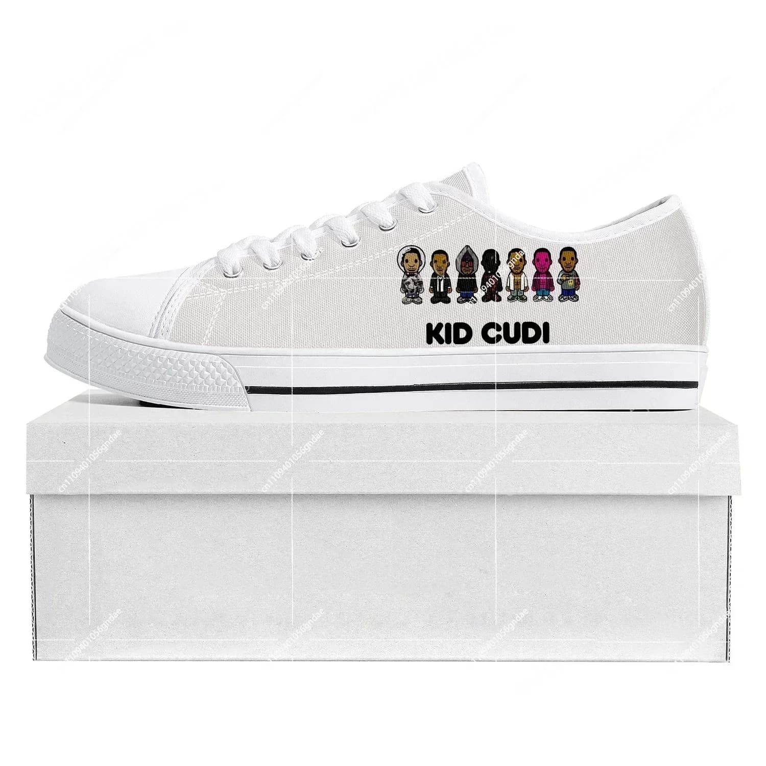 Sneakers basse alla moda Kid Rapper Cudi in tela per uomo, donna e adolescente, scarpe casual da coppia, personalizzabili, bianche