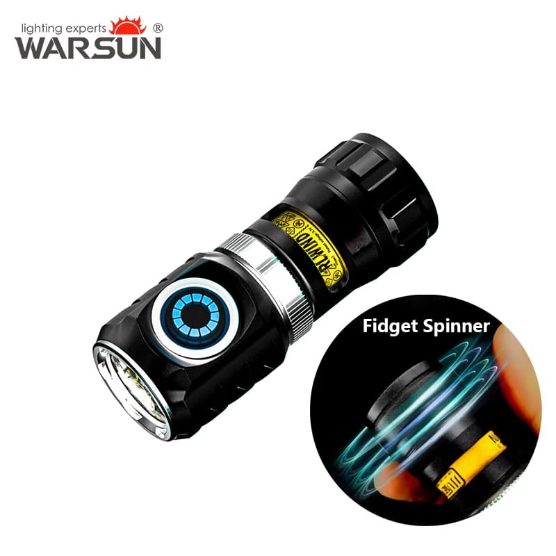 WARSUN FXXF Fidget Spinner Torcia tascabile Torcia a LED con batteria ricaricabile Torcia magnetica da 900 MAH Escursionismo Campeggio