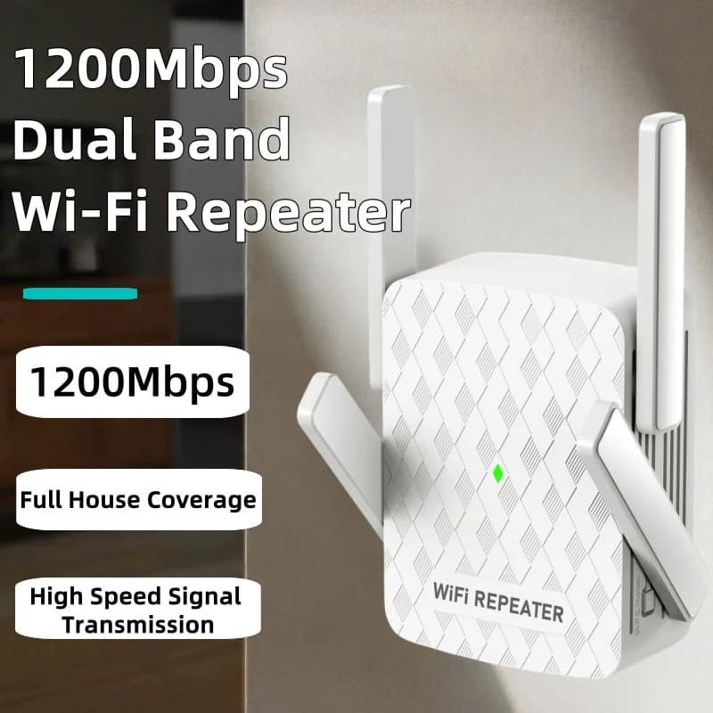 Ripetitore WiFi 1200Mbps 5Ghz Amplificatore extender WiFi dual band 2.4G e 5GHz Ripetitore di segnale Wi-Fi Punto di accesso alla rete a lungo raggio