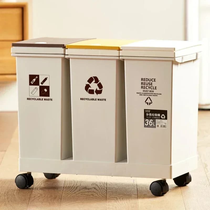Pattumiera da 2060 litri per smistamento da cucina, bidone per riciclaggio, tipo push, cestino per rifiuti, separazione asciutta e bagnata con ruota, grande famiglia