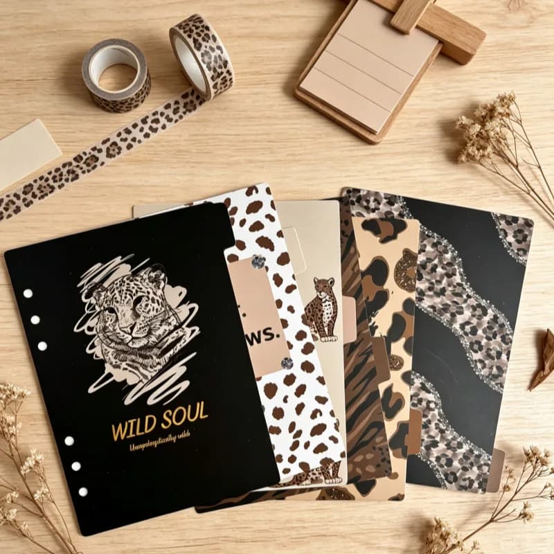 A5/A6 Retro Leopard Print Loose Leaf Rose Index Partition For Binder Planner Notebook Stationery Paper Divider Accessories
