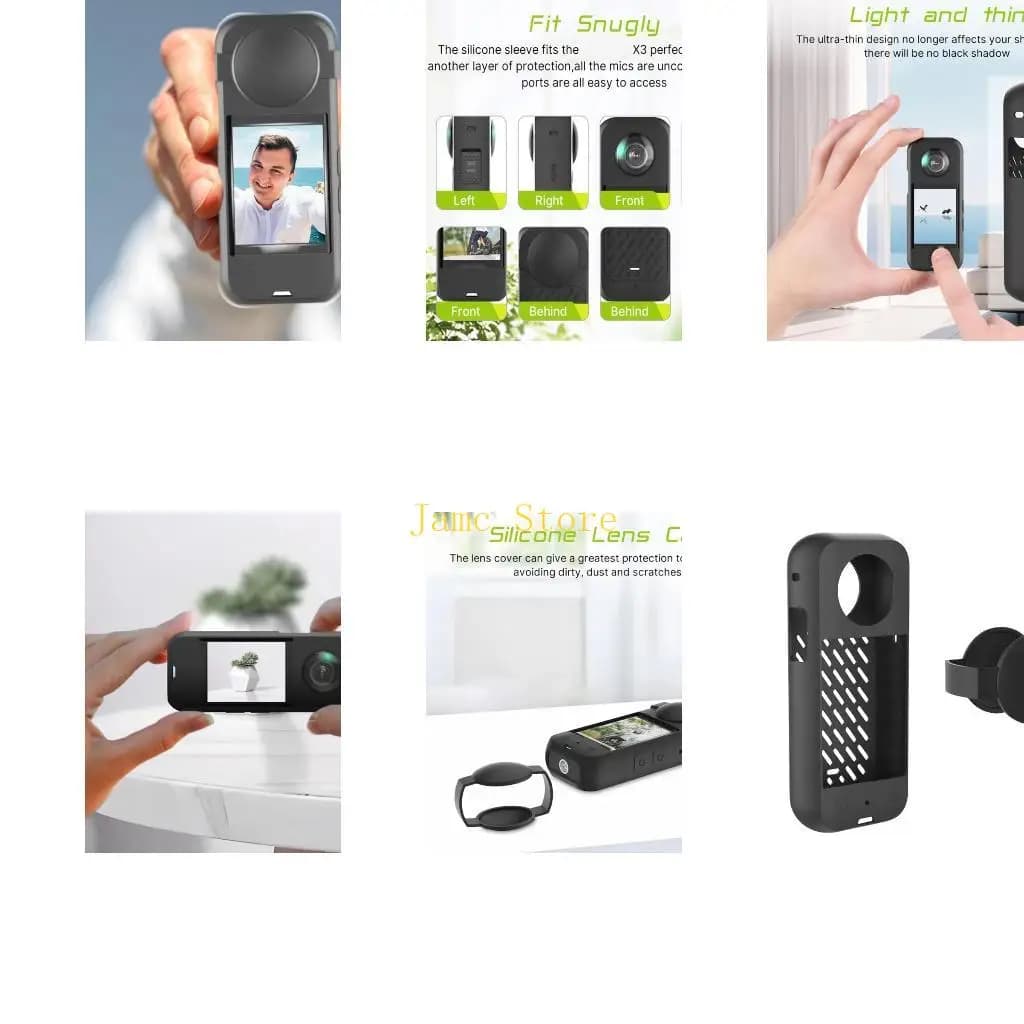 LX0B Custodia protettiva antiurto Custodia per fotocamera in silicone per uso alimentare Tappi per obiettivi Protezione per 360
