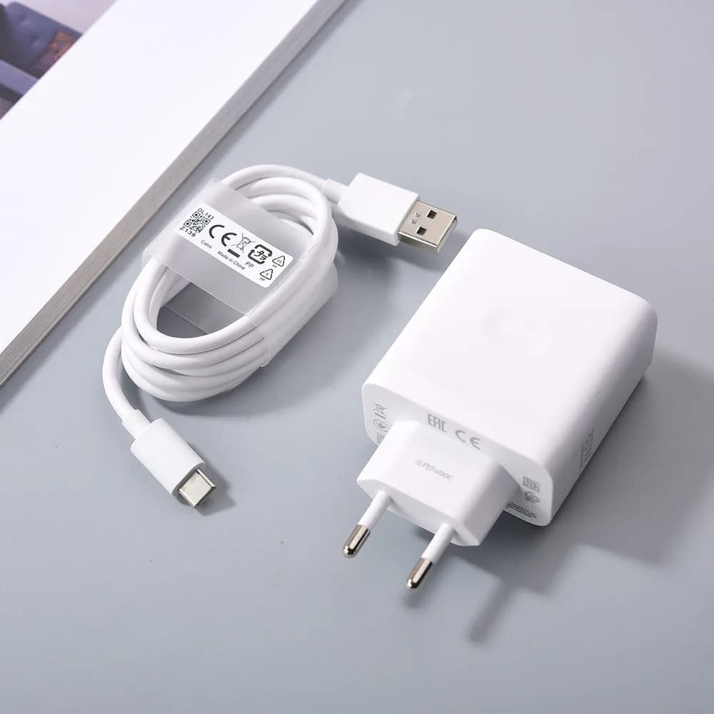 Spina Supervooc UE USA da 80 W per OPPO Reno 9 10 13 14 Pro + K12x K10 K9x Trova X7 X8 X9 Pro VOOC Adattatore di ricarica veloce Cavo USB C da 1 M