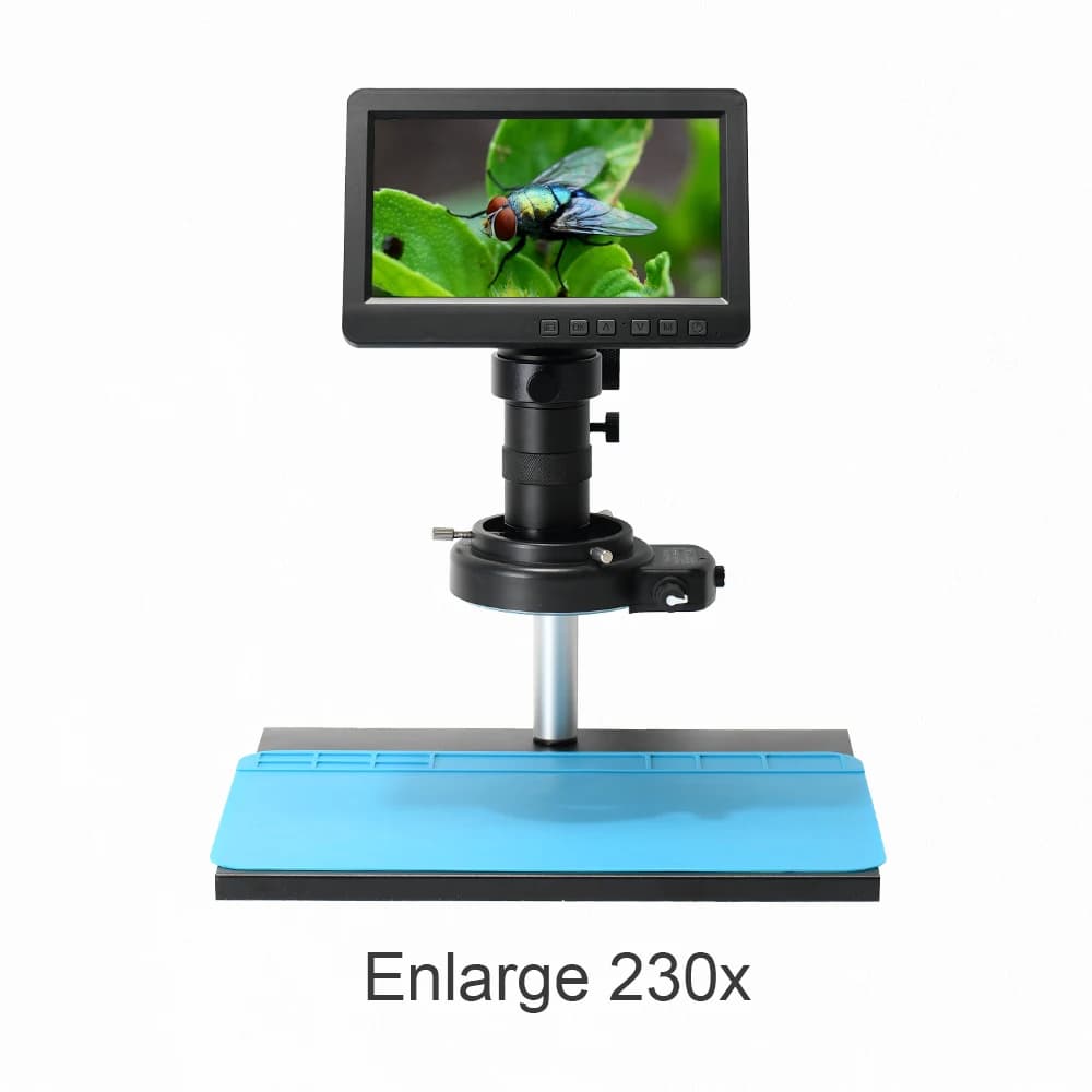 Prezzo dei microscopi per fotocamera elettronica video LCD da 7 pollici con supporto in metallo Microscopio monoculare con obiettivo 130x per riparazione mobile