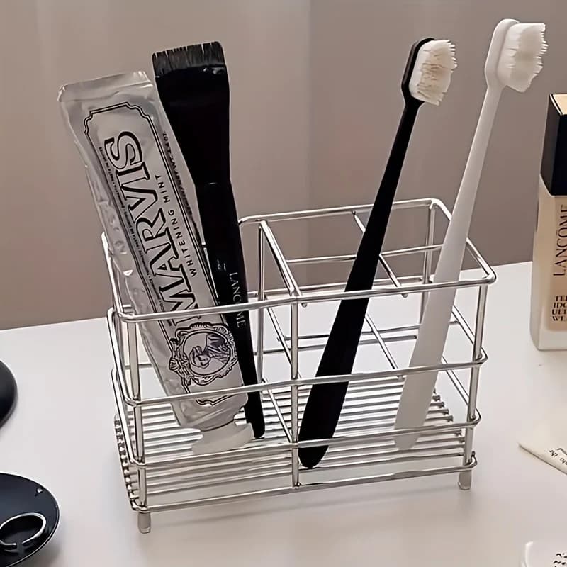 Portaspazzolino in acciaio inossidabile a 5 slot: design indipendente salvaspazio, nessuna installazione richiesta, ideale per i bagni