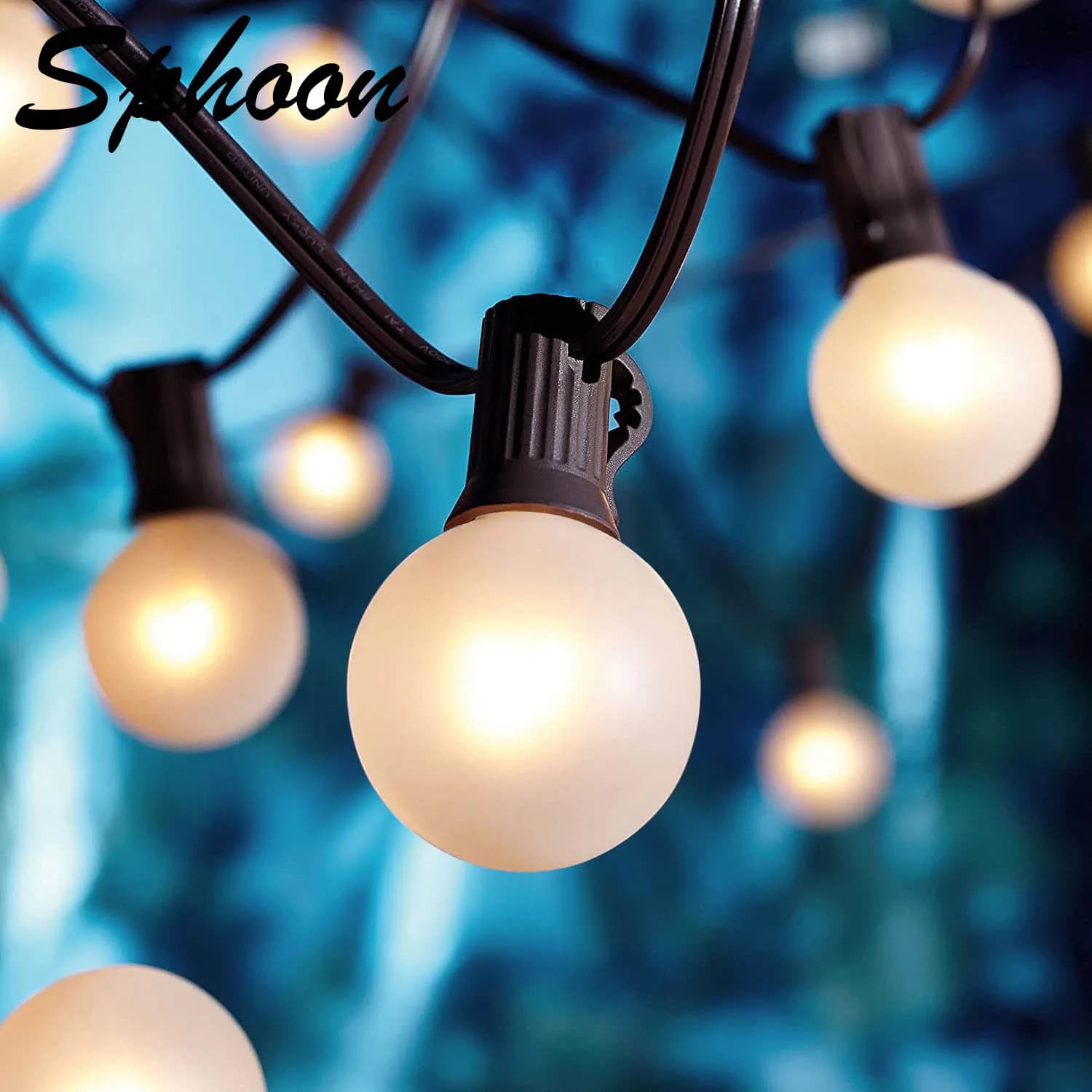 Luci a corda per esterni G40 bianco smerigliato Presa E12 25FT 65FT Connetibile Spina USA UE Catena luminosa dimmerabile per bar nuziale