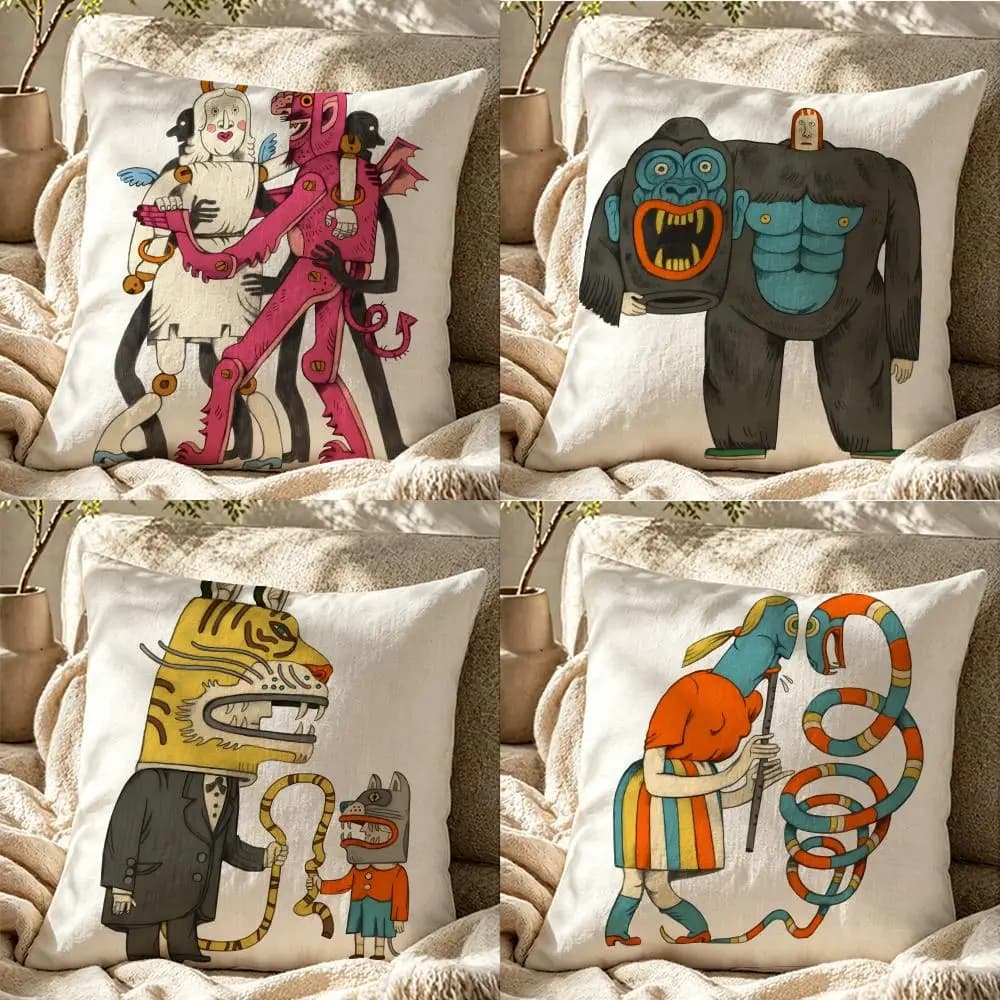 L-Lukas Verstraete Cushion Cover Cushion cover pillowcase, anti-mite invisible zipper, linen sofa cushion