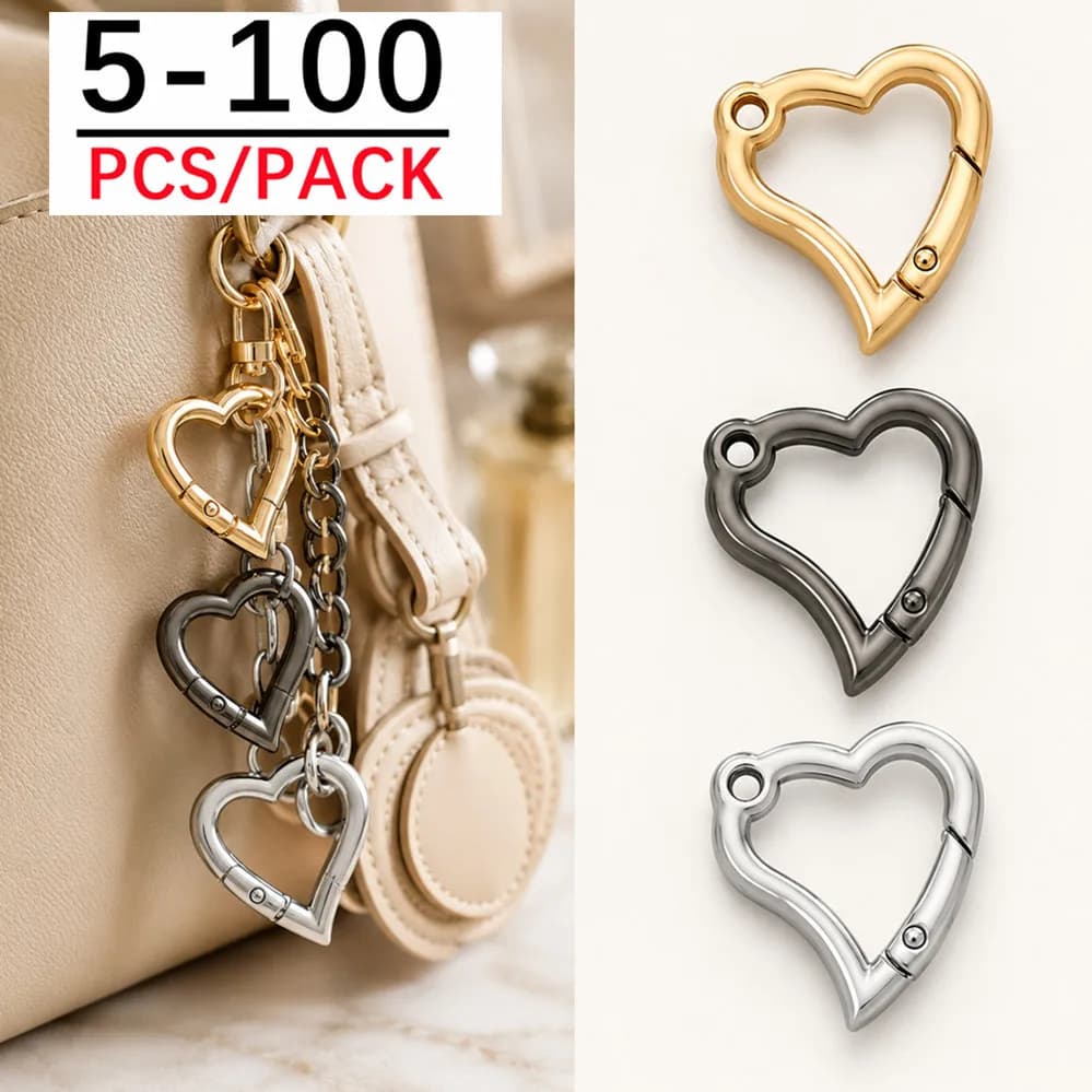 5-100 Pcs Heart Shape Spring O Ring Openable Leather Bag Handbag Belt Strap Buckle Carabiner Connect Key Dog Chain Snap Clasp