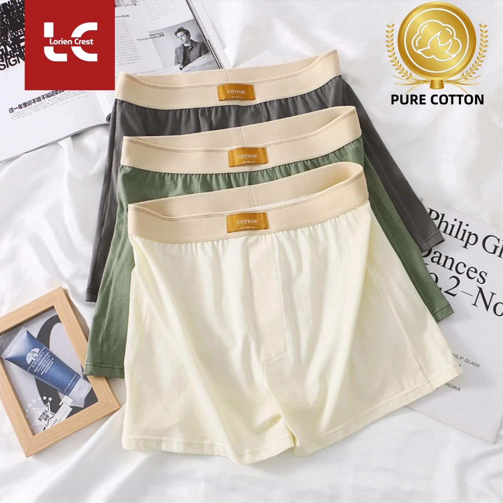 3 pieces pezziLORIEN CREST da Cotton men's pajamas pants, wide fit, big size, high elasticized waist, comfortable boxer and brief
