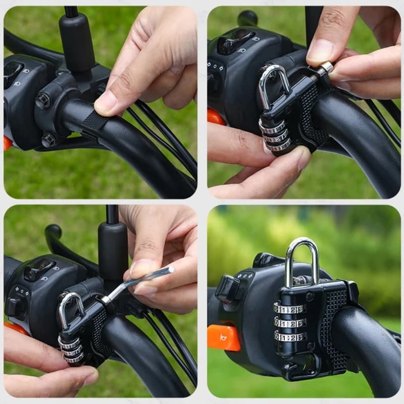 Lucchetto universale per casco e gancio per riporre scooter, bici elettriche, materiale resistente agli agenti design H9EE