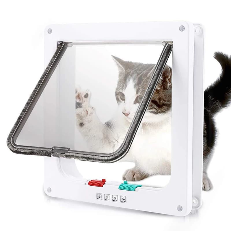 Porta intelligente per animali domestici con serratura a 4 vie Serratura di sicurezza Interruttore controlabile in plastica ABS Direzione Porte con patta per cani e gatti Forniture per cani