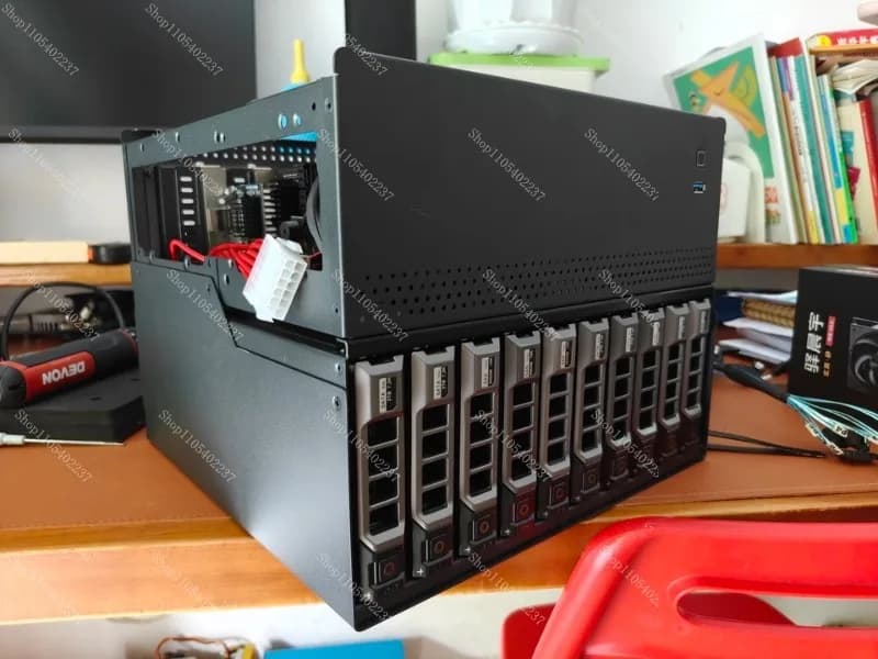 N10 NAS Computer Chassis, 10+2 HDD Bays, MATX Mainboard Support, 1U Power Supply For Home Storage Server