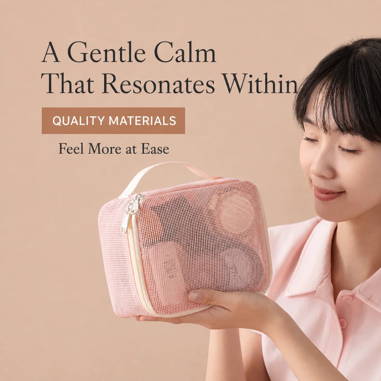 Mesh Cosmetic Bag Transparent Breathable Makeup Organizer Travel Toiletry Bag Multi-Purpose Drainable Wash Bag For Shower
