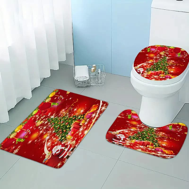 3 pz natale casa bagno tappetini tappetino da bagno pupazzo di neve accessori per il bagno tappeto tappetino per wc vasca da bagno tappeto antiscivolo