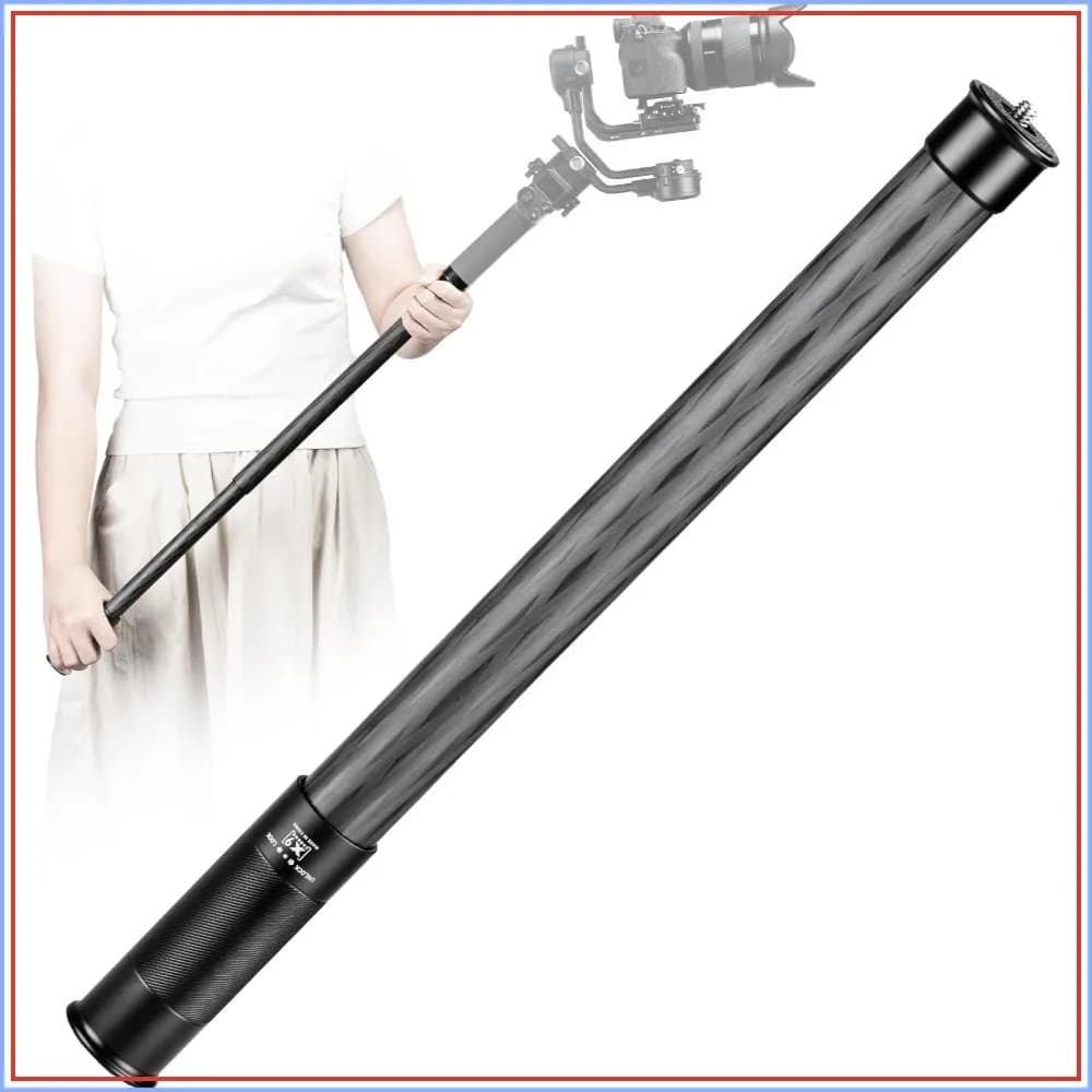 Gimbal Extension Pole Carbon Fiber Monopod with 1/4" Screw, 2-Section Universal Rod for Tripod, Compatible with Camera Smartphone, Length 14"-25"
