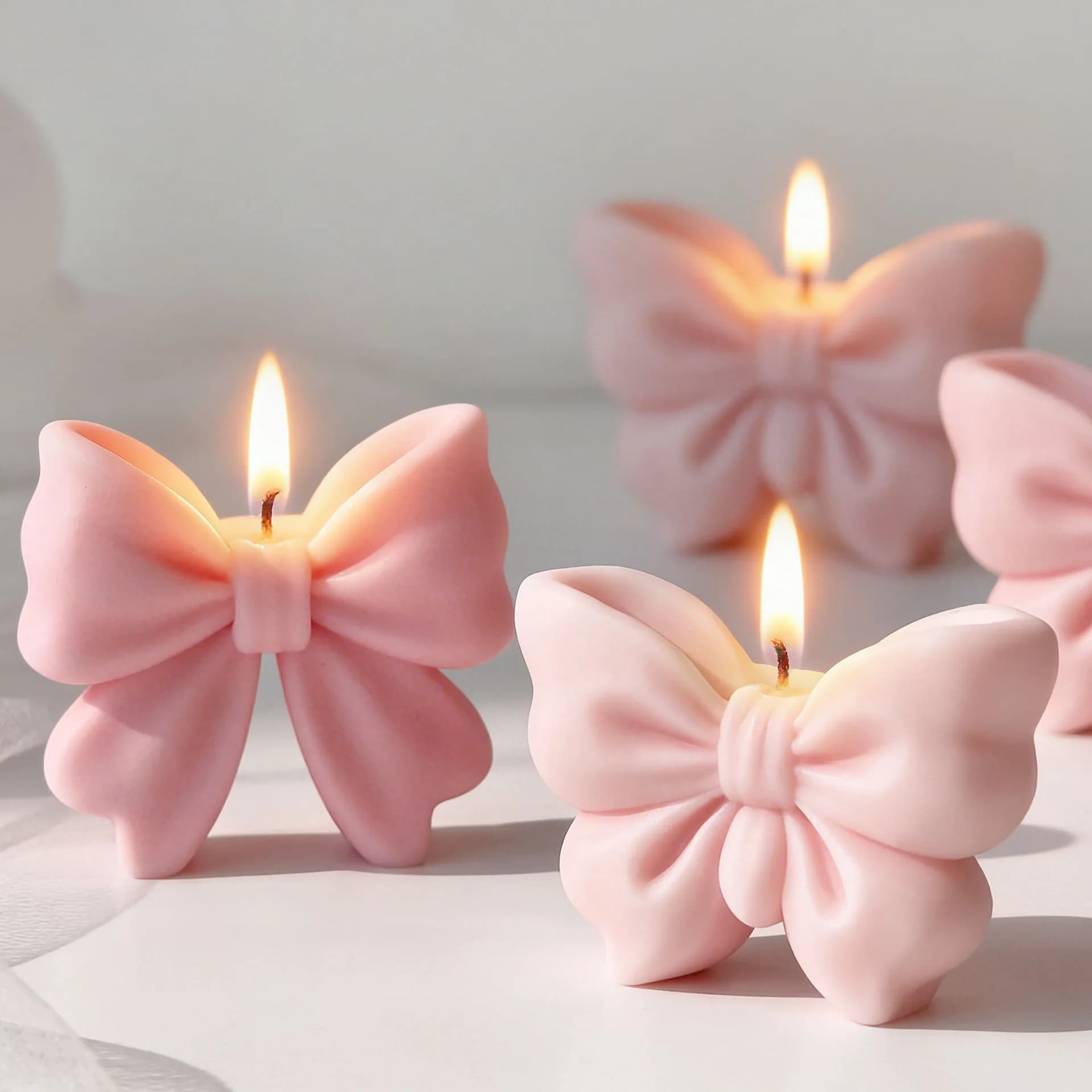 Stampo in silicone flessibile 3D a forma di fiocco per candele, sapone, resina, per artigianato fai da te, regali di nozze, uso alimentare