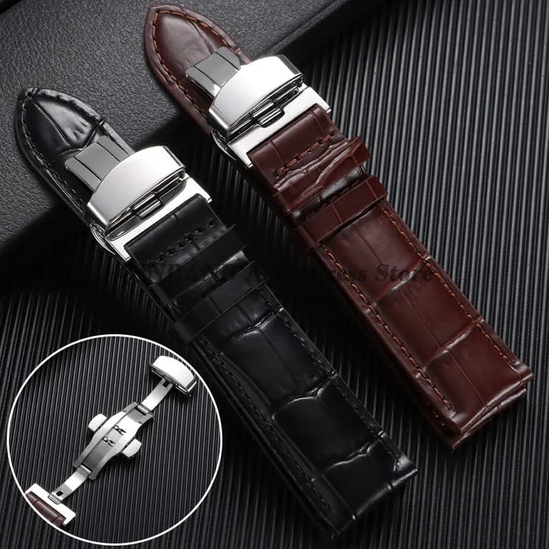 Cinturino Universale in Pelle per Orologio da Uomo e Donna, 18mm 19mm 20mm 21mm 22mm, con Chiusura a Farfalla Pieghevole, Nero o Marrone, Morbido Bracciale Business