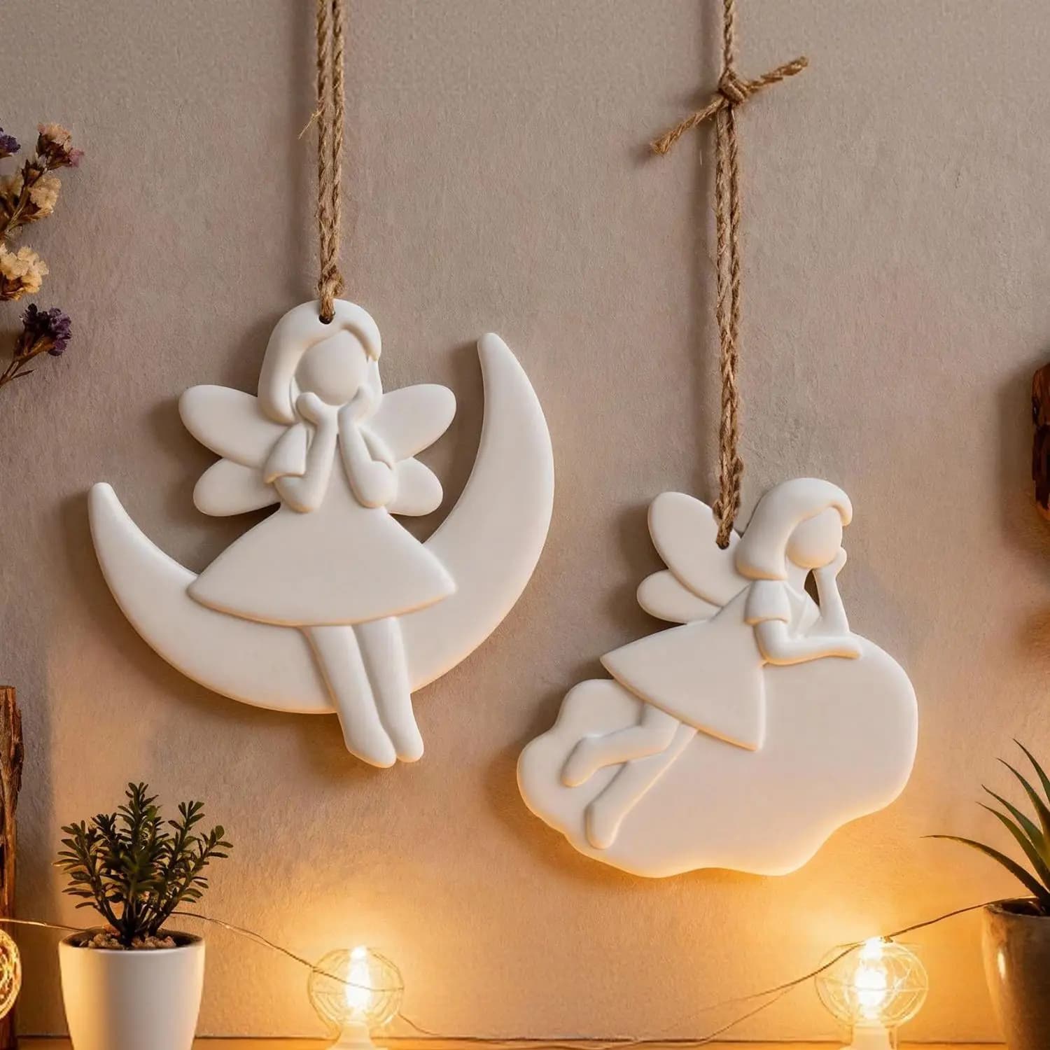 Stampo in Silicone Fai-da-Te per Ciondolo a Forma di Stella per Bambine, Ornamento Angelo Carino, Stampo in Resina Epossidica e Gesso