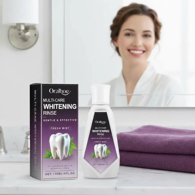 Collutorio Sbiancante per Denti 120ml, Menta Fresca, Delicato per le Gengive, Rimuove le Macchie, Uso Quotidiano, Cura Orale, Deodorante