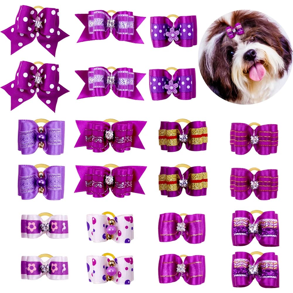 10 pz/lotto Fatti A Mano Piccoli Archi Per Capelli Per Cani Elastico Gatto Capelli Bowknot Boutique San Valentino Toelettatura Del Cane Accessori Per Animali Domestici