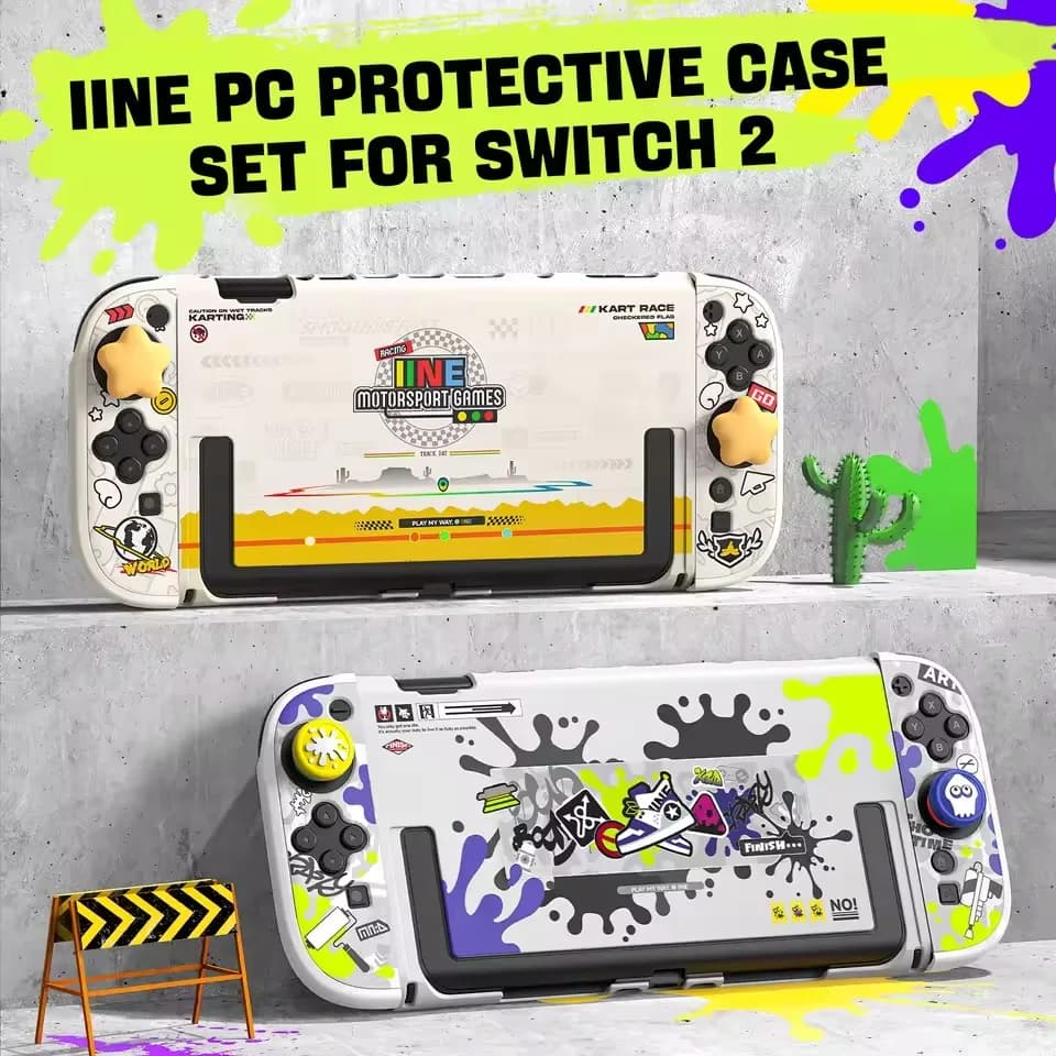Set custodia protettiva IINE Shell per Switch 2/Stampa ad alta definizione/Stampo di precisione/Compatibile con dock per interruttori/Protezione completa