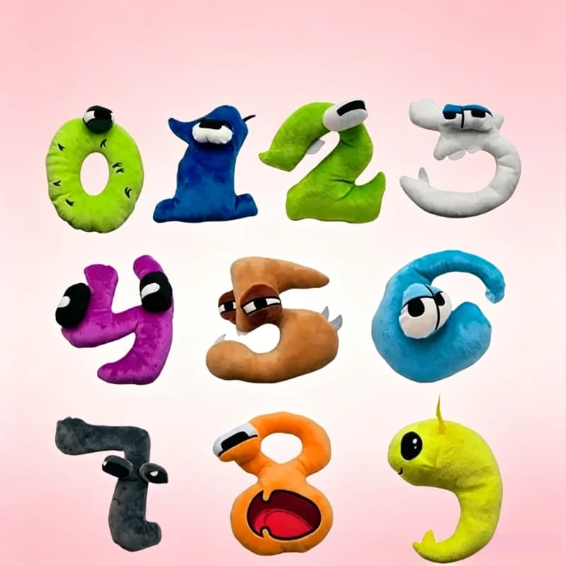 *10Pcs 0-9 Number Lore Plush Toy Character Doll Kawaii Stuffed Animal Alphabet Lore Plushie Toys for Children Educational Gifts
