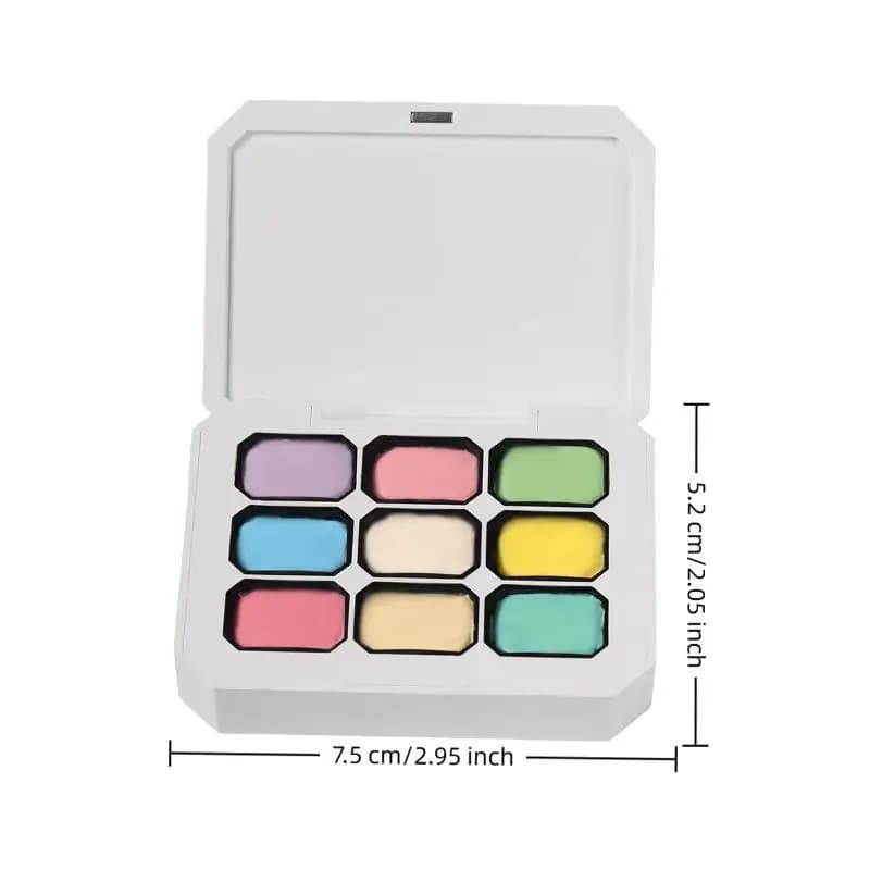 Palette Professionale per Nail Art con 9 Scomparti, 9 Colori Vivaci ad Acquerello per Design Fai-da-Te