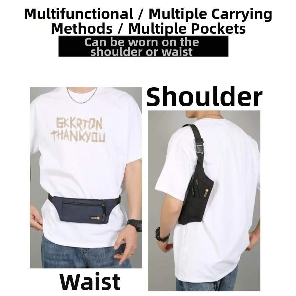 New Oxford Cloth Men Waist Pack Waterproof Lightweight Fanny Pouch Multi-Pockets Adjustable Strap Belt Waist Bag for Running