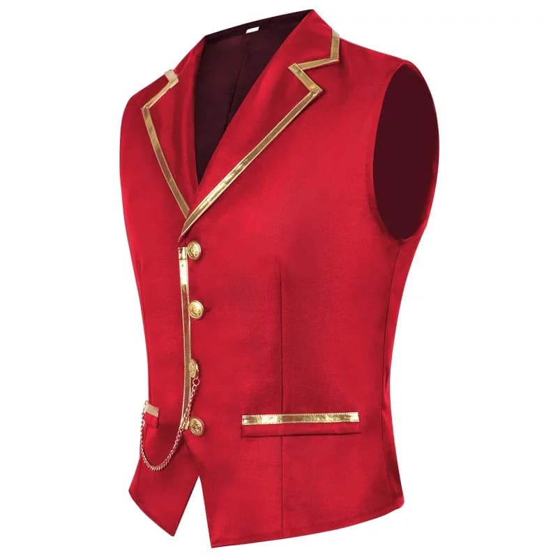 Gilet barocco dorato alla moda medievale Gilet da uomo slim per banchetti in palazzo Gilet da uomo Stage Prom Dramma Costume da opera