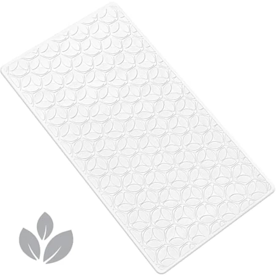 Bathtub Mat Non Slip with Suction Cups - 100% Rubber Bathroom Mat Textured for Bath Tub Shower Safety - Soft on Touch - BPA/PVC