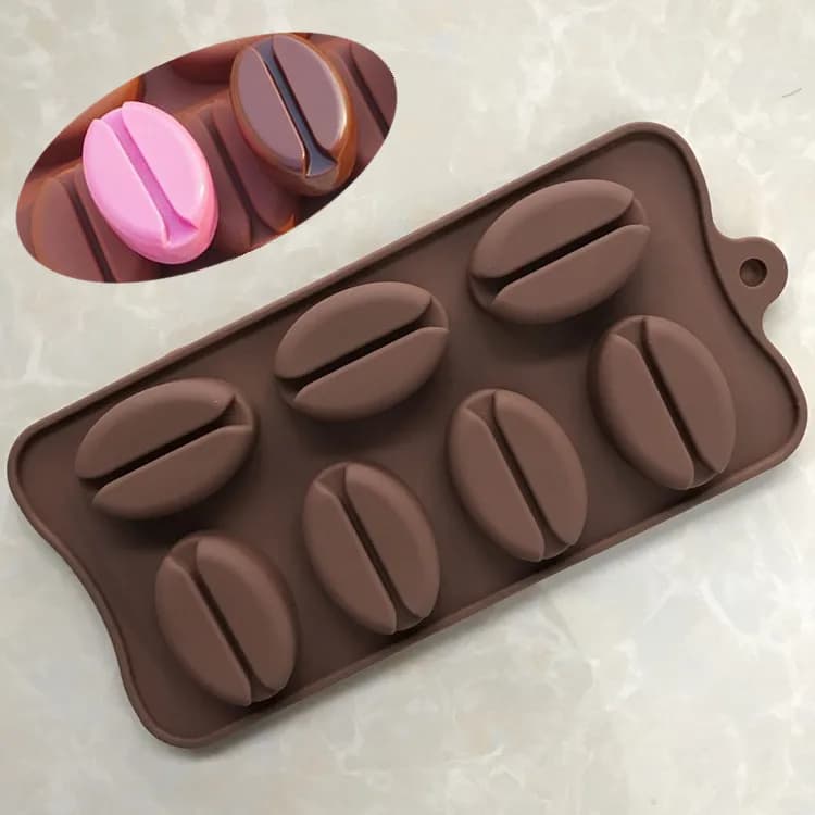 7 even coffee bean silicone chocolate mold, cold soap mould XG094