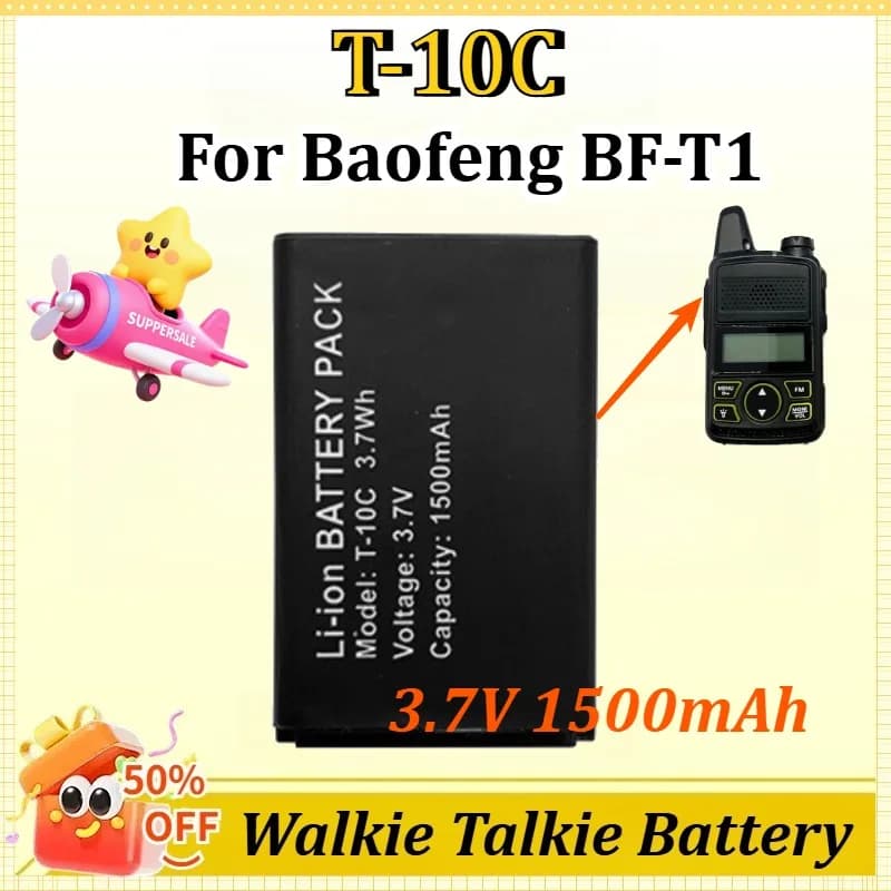 Batteria al Litio T-10C 3.7V 1500mAh per Walkie Talkie Baofeng BF-T1