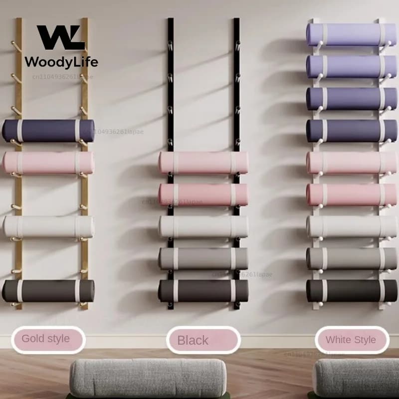 Studio Wall Rack Large Capacity Hanging Storage System for Yoga Mats and Pilates Equipment for Gym Home Organization