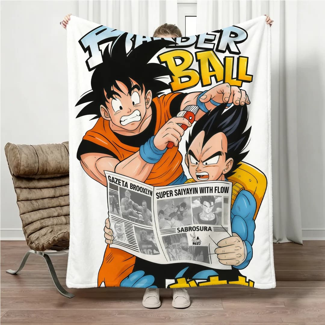 Coperta in flanella con stampa divertente Dragon Ball Goku Vegeta 2026, per genitori e figli, per tutte le stagioni, per letto, divano, ufficio