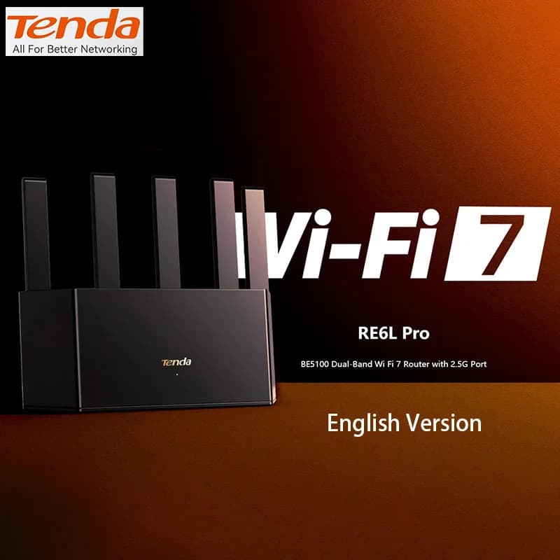 Tenda Router English Version 5011Mbps WiFi7 Dual-Band1GHz CPU Gaming Acceleration 5011Mbps Gigabit WAN LAN Mesh Repeater