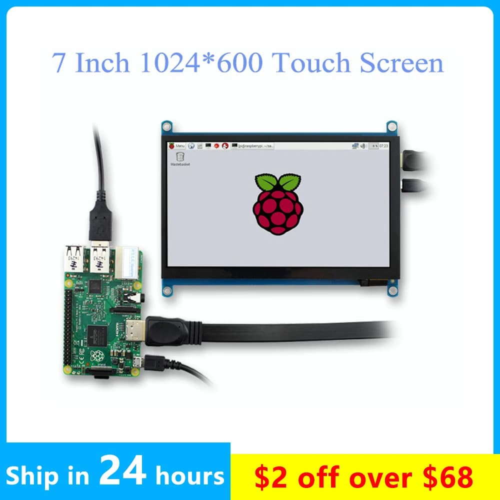 Portable HD Display 1024x600 Touch Screen LCD TFT 7 Inch Mini PC Monitor HDMI USB No Support Driver Raspberry Pi