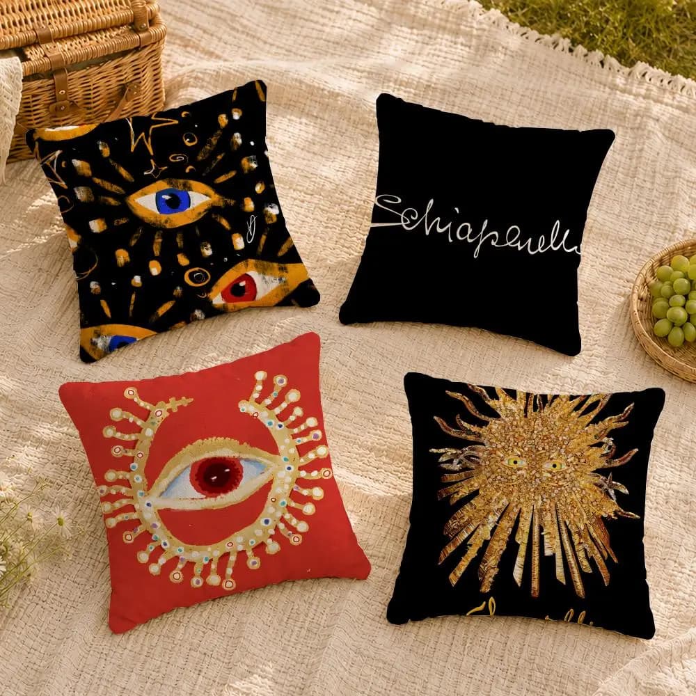 couture S-Schiaparelli Cushion Cover Soft Short Plush Throw Pillow Cover Washable Skin Friendly Sofa Living Room Decor