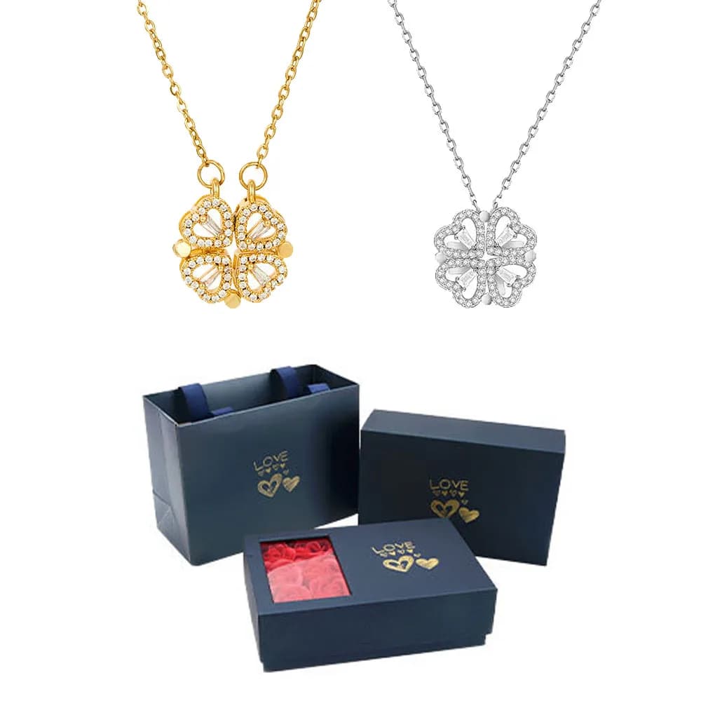 2024 Collana fortunata con quadrifoglio in scatola nera con logo per BR Shopper
