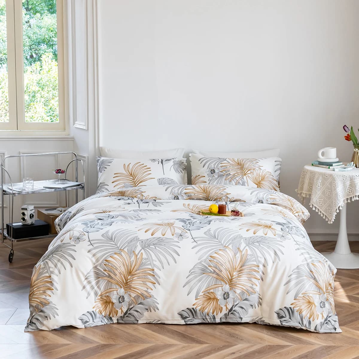 Set copripiumino floreale stampato in fibra di poliestere, set copripiumino traspirante in poliestere ultra morbido e confortevole Yeyu Qiuyan, adatto per camere da letto e stanze degli ospiti (copriletto + federe, senza trapunta e cuscino) Federa con cerniera