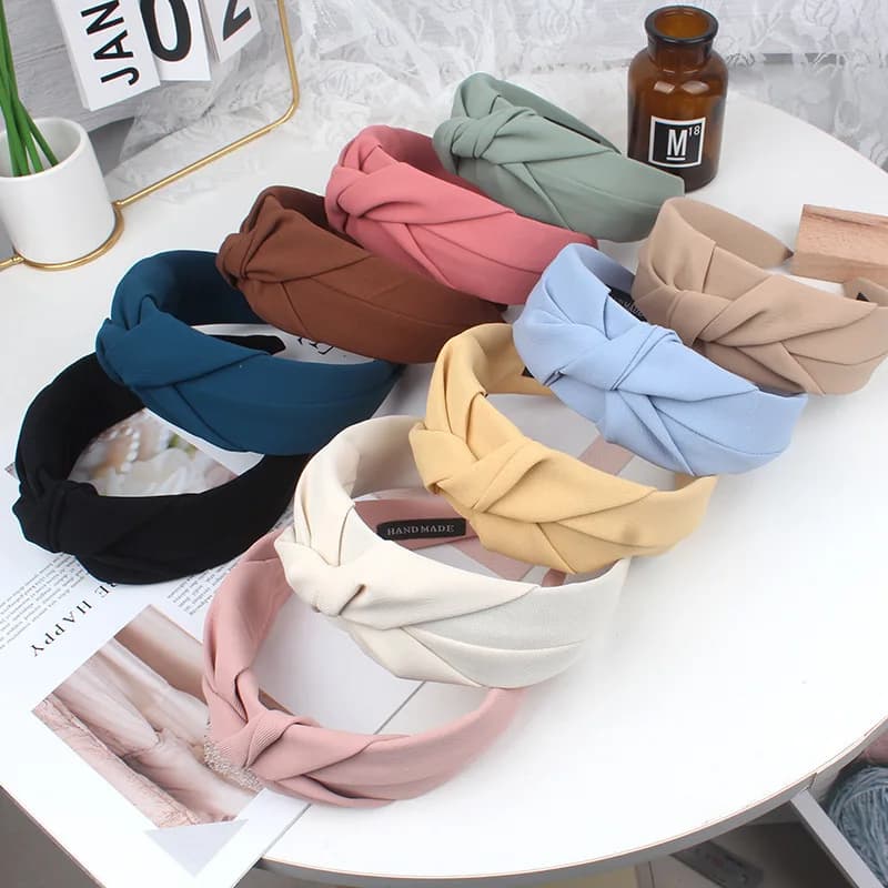 Fasce annodate di nuova moda per le donne Fasce per capelli in stoffa per ragazze tinta unita Fascia larga per capelli Accessori per capelli con cerchio per capelli morbido
