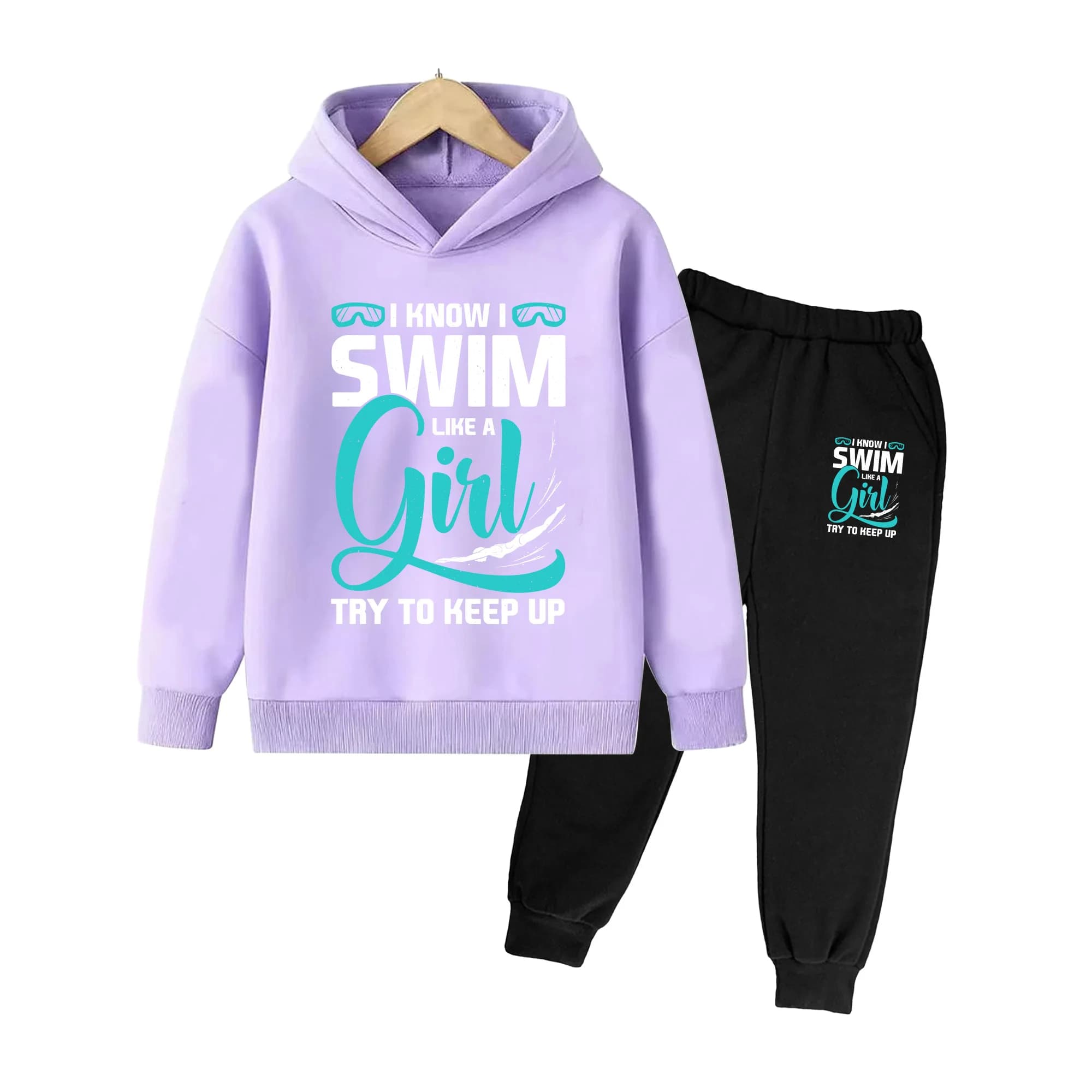 Kids Ski Goggle Print Hoodie & Pants Set, Long Sleeve Casual Sportswear for Boys Girls Winter Outdoor