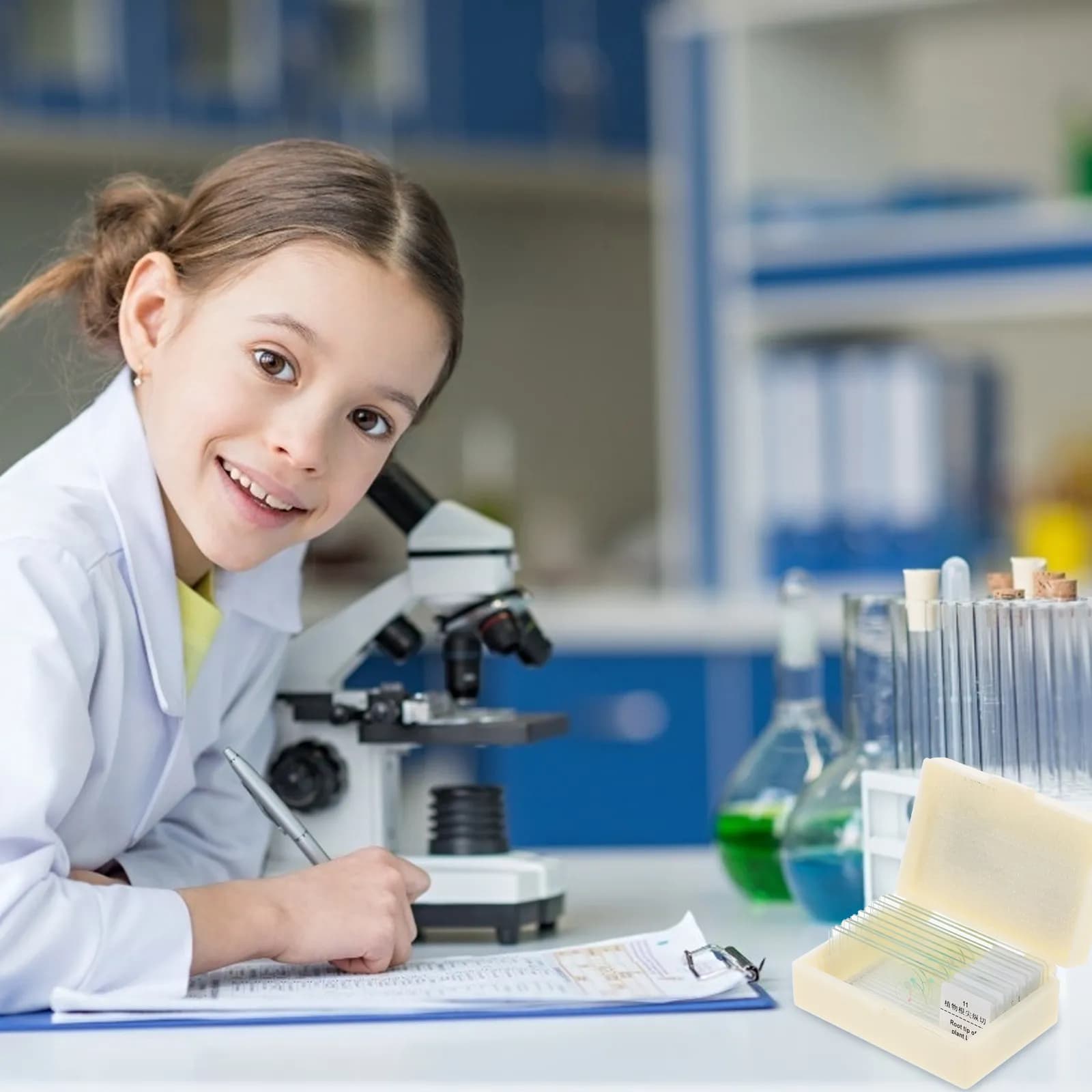 Set di 12 Vetrini da Microscopio in Vetro Trasparente di Alta Qualità per Studenti di Ogni Età, da Casa a Università, per Scienze