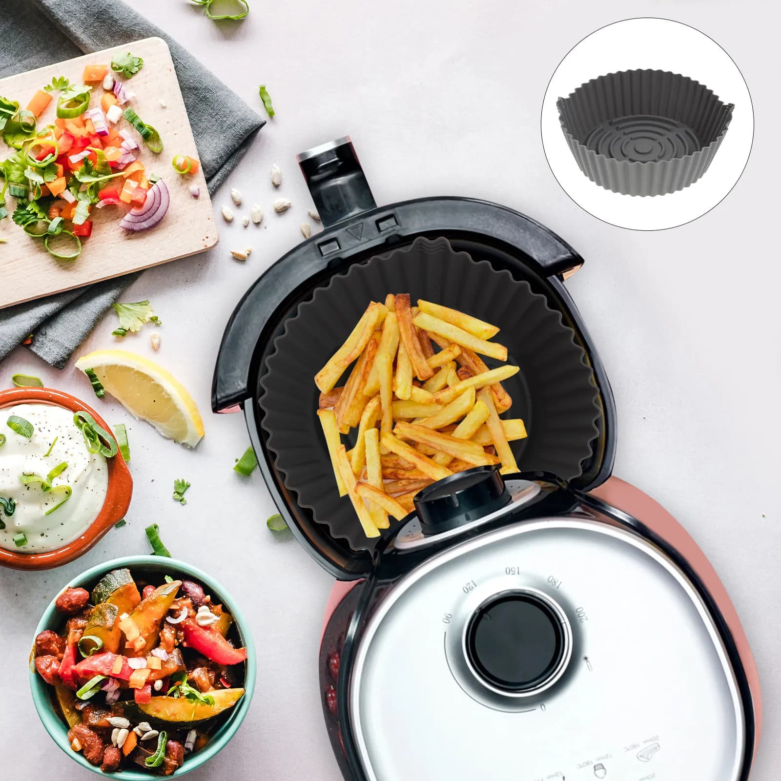 Reusable Silicone Carpet for Air Fryer, Non-stick, Heat Resistant, For Steam and Grill Cover, Kitchen Accessories